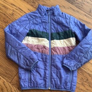 L.L. Bean Kids Puffer Jacket in Blue with Green and Pink Accents